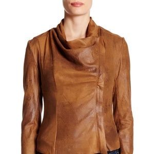 Philosophy Faux Leather Moto Jacket - Tobacco